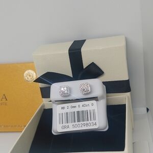 Cushion Moissanite Earrings Iced Out 925 Sterling Silver Stud New